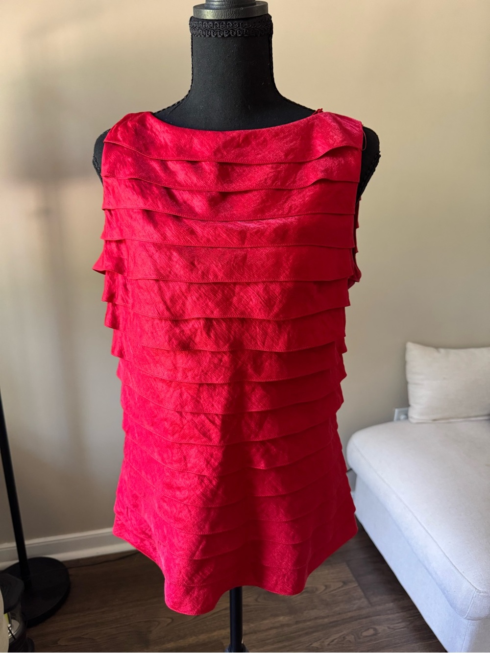 Adrianna Papell Vibrant Red Satin Evening Shell